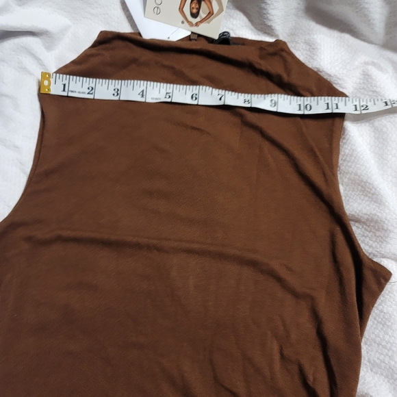 NWT 4 WAY STRETCH SEXY  Sleeveless Back Zip High Neck JUMPSUIT  CATSUIT Brown XL - Picture 10 of 14
